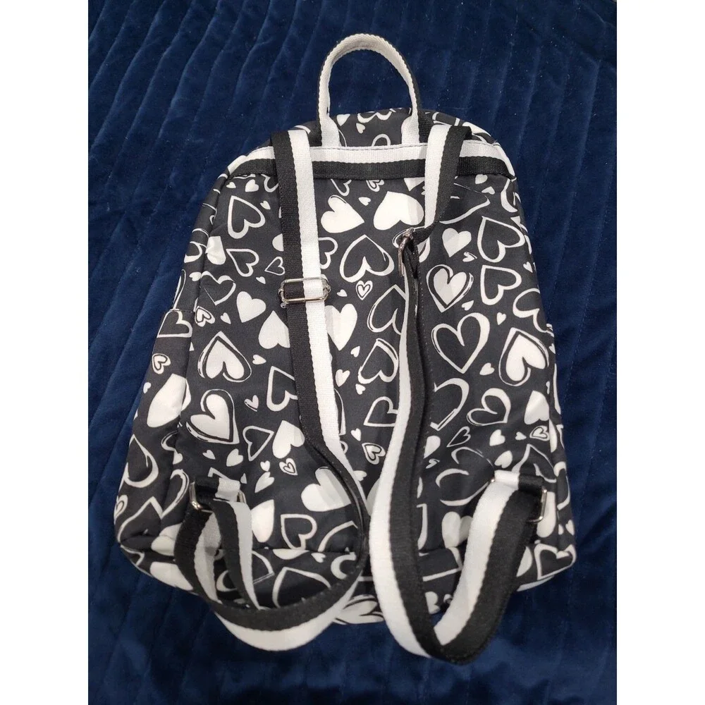 Brighton Endless Love Small  Backpack Heart Print Black/White Zipper /Pockets BG